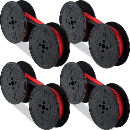 Tenare 4 Pairs Universal Typewriter Ribbon Twin Spool Ribbon Twin Spool Replacement Pack for Most Typewriter (Red,Black)