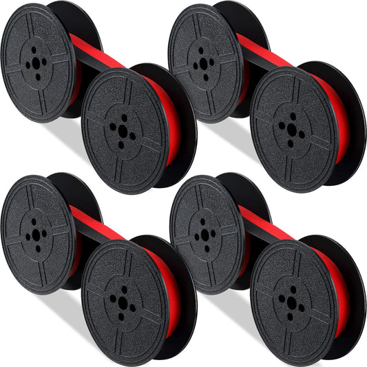 Tenare 4 Pairs Universal Typewriter Ribbon Twin Spool Ribbon Twin Spool Replacement Pack for Most Typewriter (Red,Black)