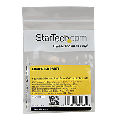 StarTech.com 6-32 Brass Motherboard Standoffs for ATX Computer Case - 15 Pack, TAA (STANDOFF632)