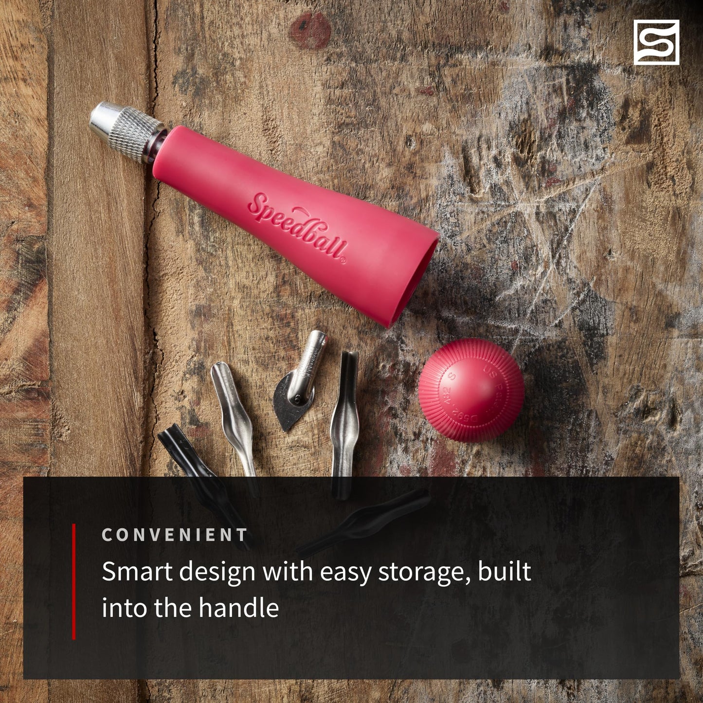 Speedball 4131 Linoleum Cutter – 5 Assorted Lino Cutters Includes Plastic Storage Handle, Made in The USA