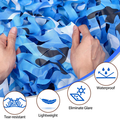 Yeacool Sheerness Camo Netting for Hunting Blind Outdoor Camouflage Netting Bulk Roll for Birthday Party Dinosaur Theme Decor Boat Cover Beach Event (Ocean Camo, 65.6ftx4.9ft, 20m*1.5m)