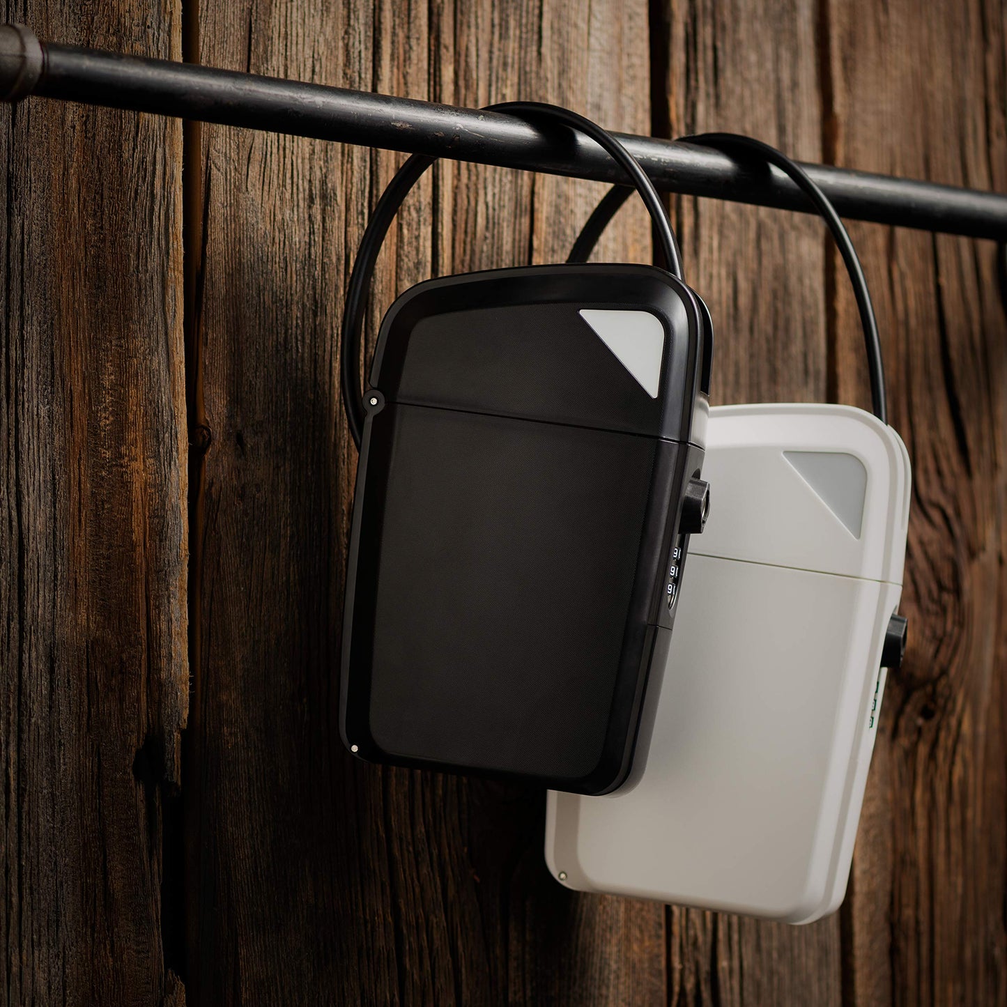 SAFEGO Portable Indoor/Outdoor Lock Box Safe with Key and Combination Access (Compact, White)