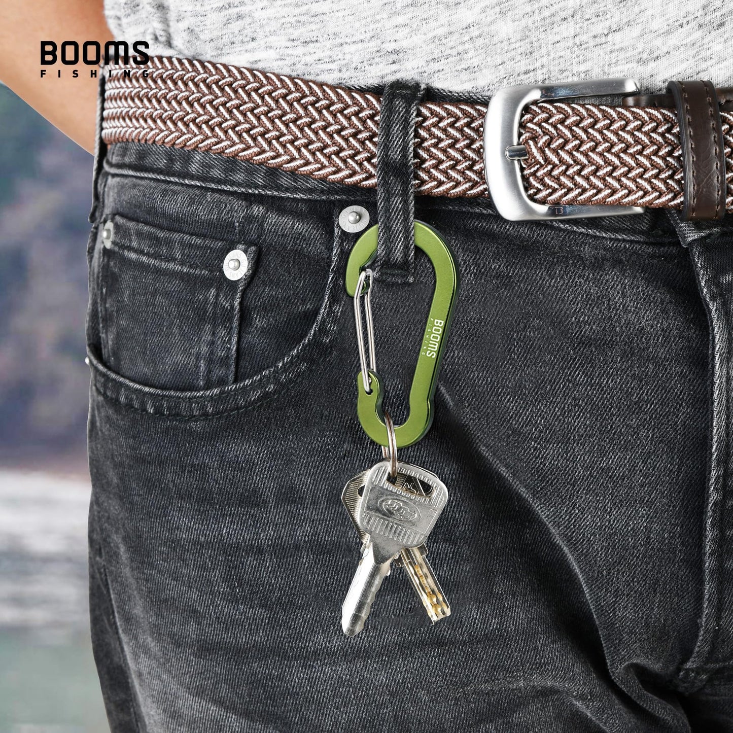 Booms Fishing CC5 Multi-Use Carabiner Clips, 10 Pack 2.7" Small Caribeener Clips, Mini Keychain Caribeaner Clip, Aluminum D Ring Carabiners, Green