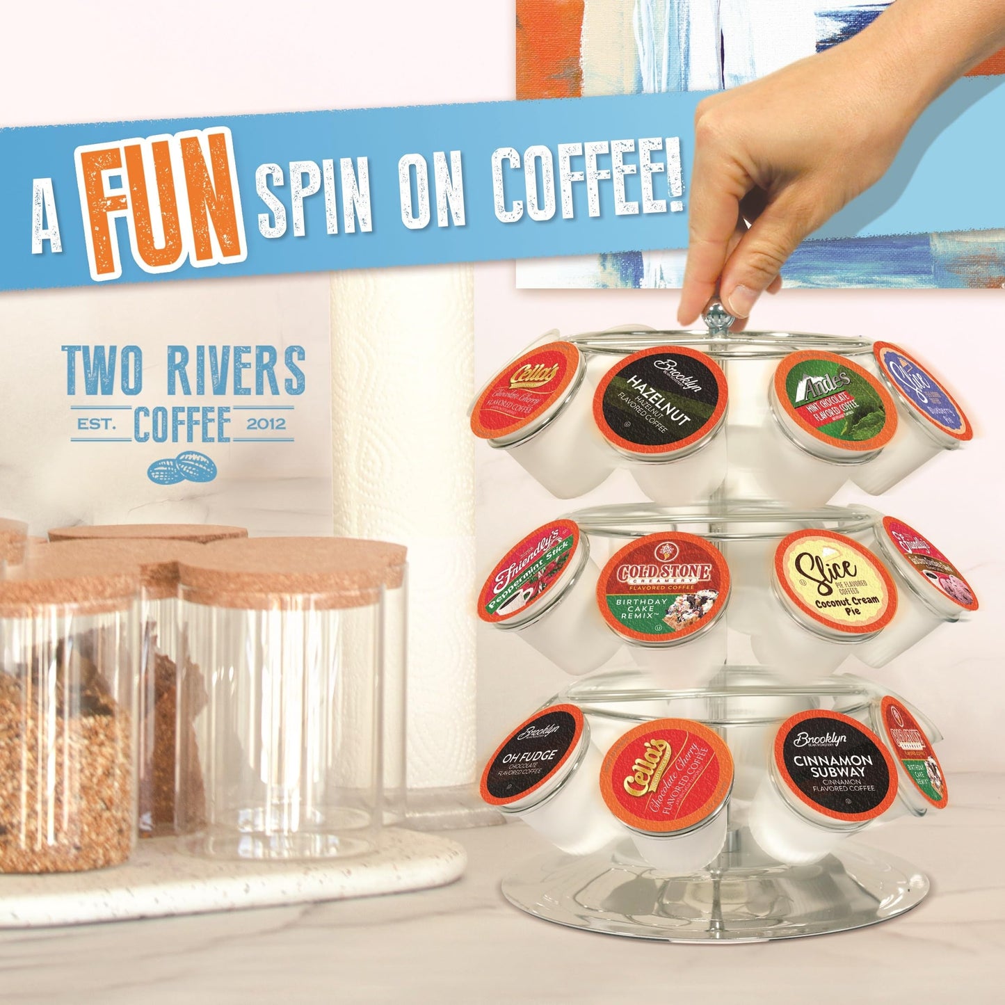 Two Rivers Coffee Flavored Coffee Pods Compatible with Keurig K Cup Brewers, Assorted Variety Pack Flavored Coffee, 40 Count