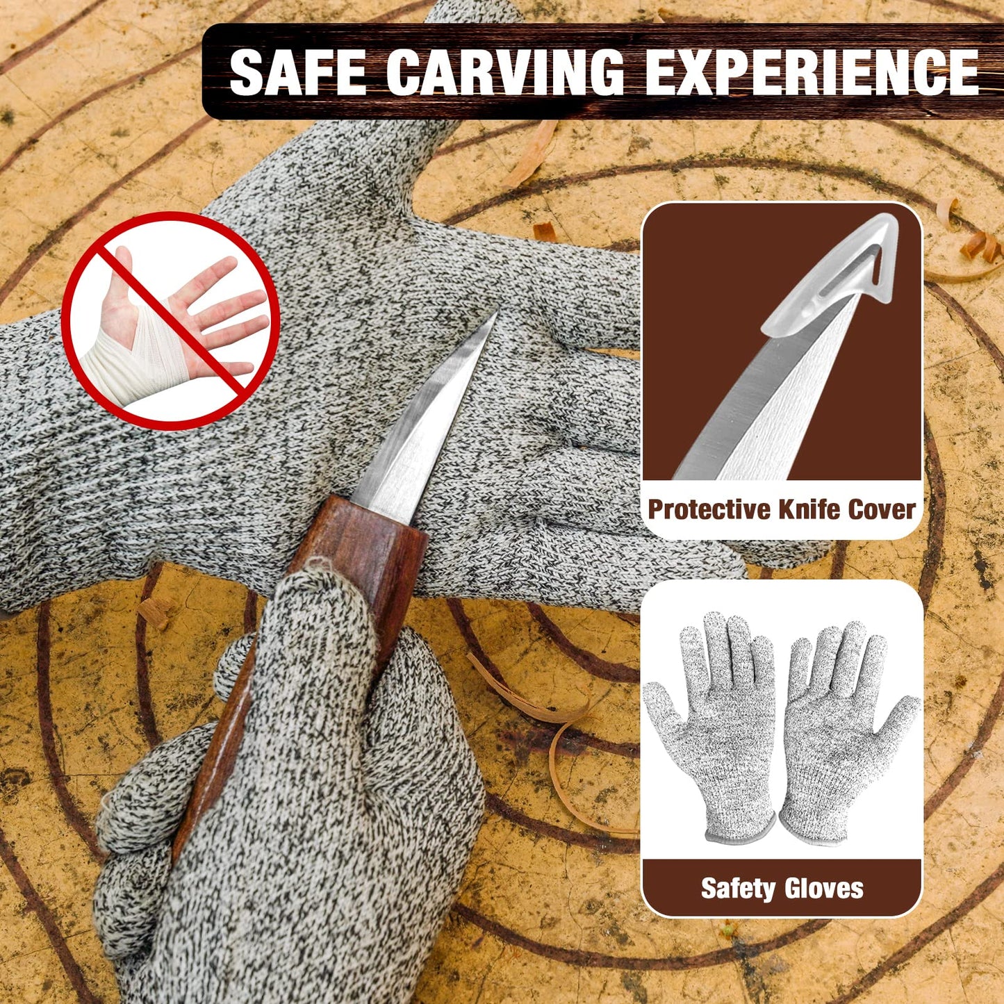 Wood Carving Kit, 23pcs Wood Carving Tools with 4 Wood Carving Knives 5 Detail Knives 9 Blocks, Whittling Kit DIY Hobbies for Adults