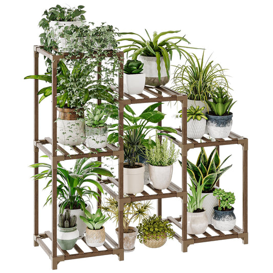 Bamworld Plant Stand Indoor Plant Shelf Outdoor Wood Plant Rack for Multiple Plants 3 Tiers Ladder Plant Pot Holder for Living Room Patio Boho Home Decor for Gardening