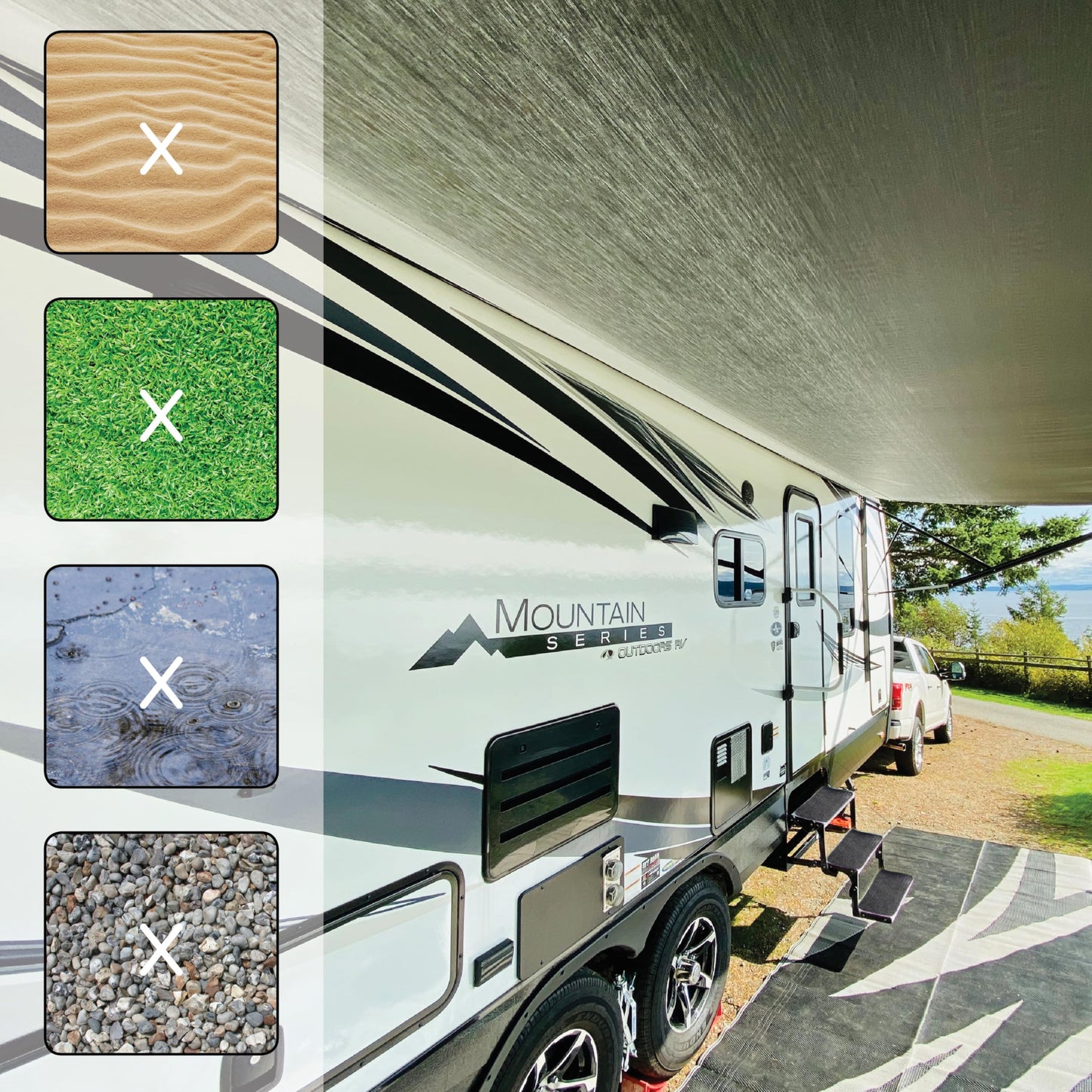 Trailersphere RUGUP RV Non-Slip Step Rugs for Lippert and MORryde Steps (2 Pack)