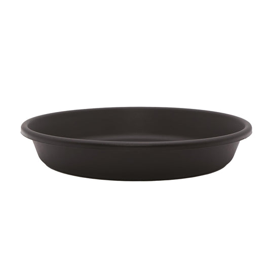 The HC Companies Flower Pot Saucers - Plastic Plant Saucer for Outdoors & Indoors - Traditional Design Plant Pot Trays for Water Drainage - Durable & Stylish Round Plant Tray (12-inch Black)