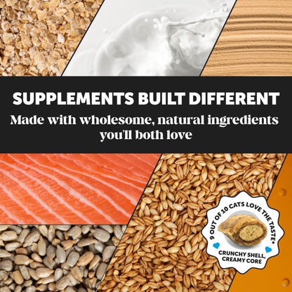 Cat Skin & Coat Health Crunchy & Creamy Chews - Omegas, Vitamin C + E, Biotin Supplement, Soothes Skin and Promotes Shiny Coat, Cat Supplements & Vitamins - Chicken (30-Day Supply)