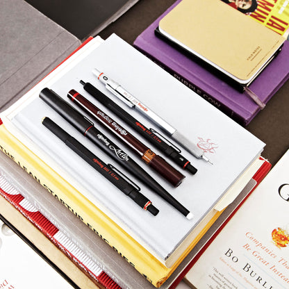 rOtring 600 Mechanical Pencil | 0.7 mm | Black All-Metal Body Propelling Pencil | Non-Slip Knurled Grip & Hexagonal Barrel