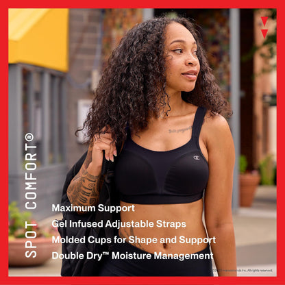 Champion Women's Sports Bra, High-Impact, Maximum Support, Breathable, Moisture Wicking, White, 36C