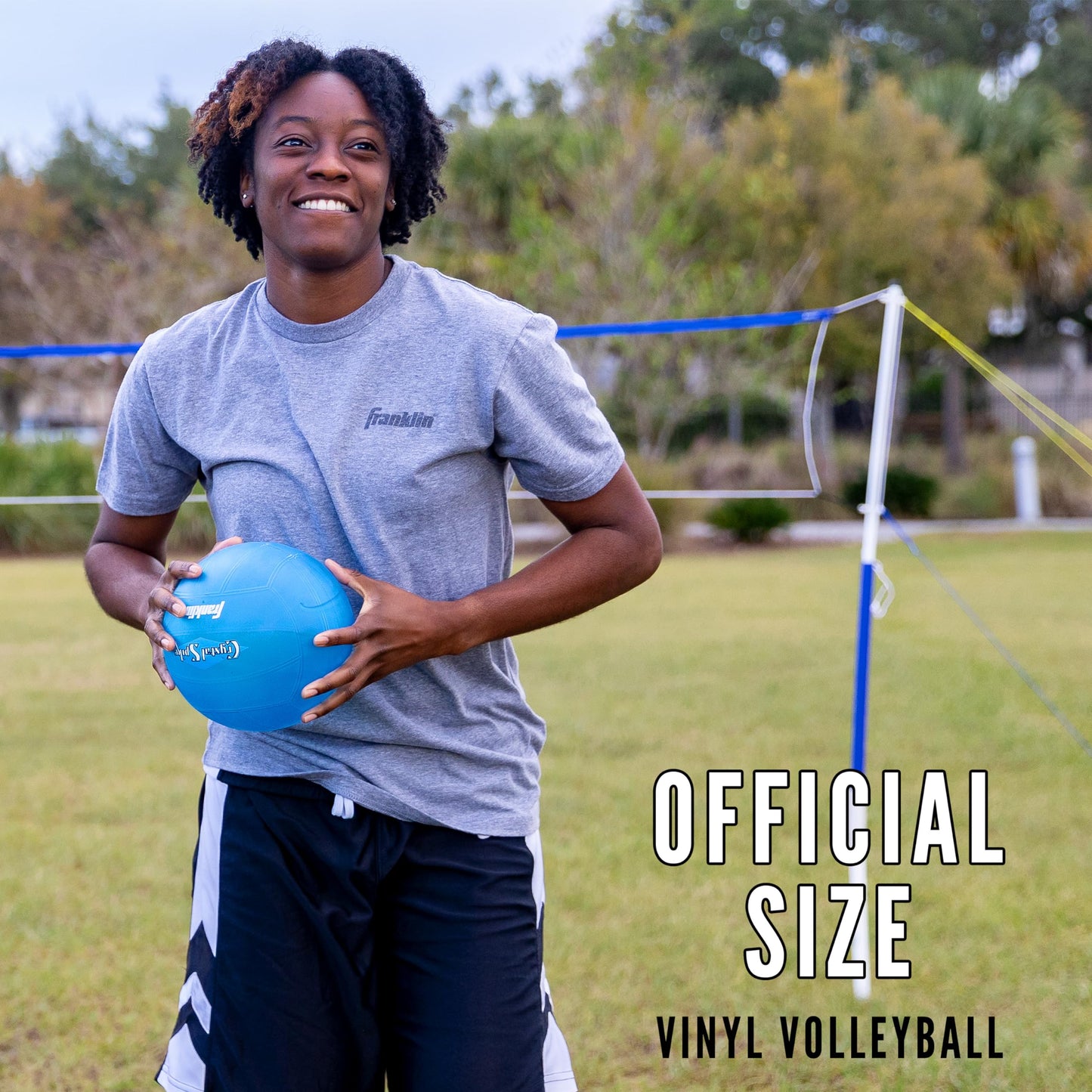 Franklin Sports Volleyball + Badminton Sets - Beach + Backyard Combo Complete Outdoor Lawn Game Set - Volleyball, Pump, Badminton Rackets, Birdies, Net + Poles Included