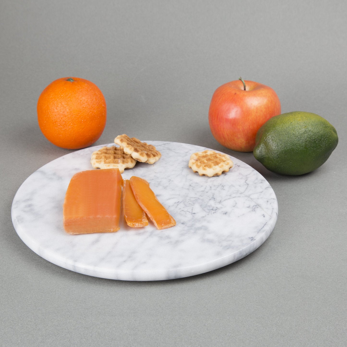 Creative Home Luxury Handcrafted Natural Marble Round Serving Board – Heavy-Duty Charcuterie & Cheese Platter, Elegant for Dining Tables, Outdoor Picnics & Party Hosting (12” Diameter, Off-White)