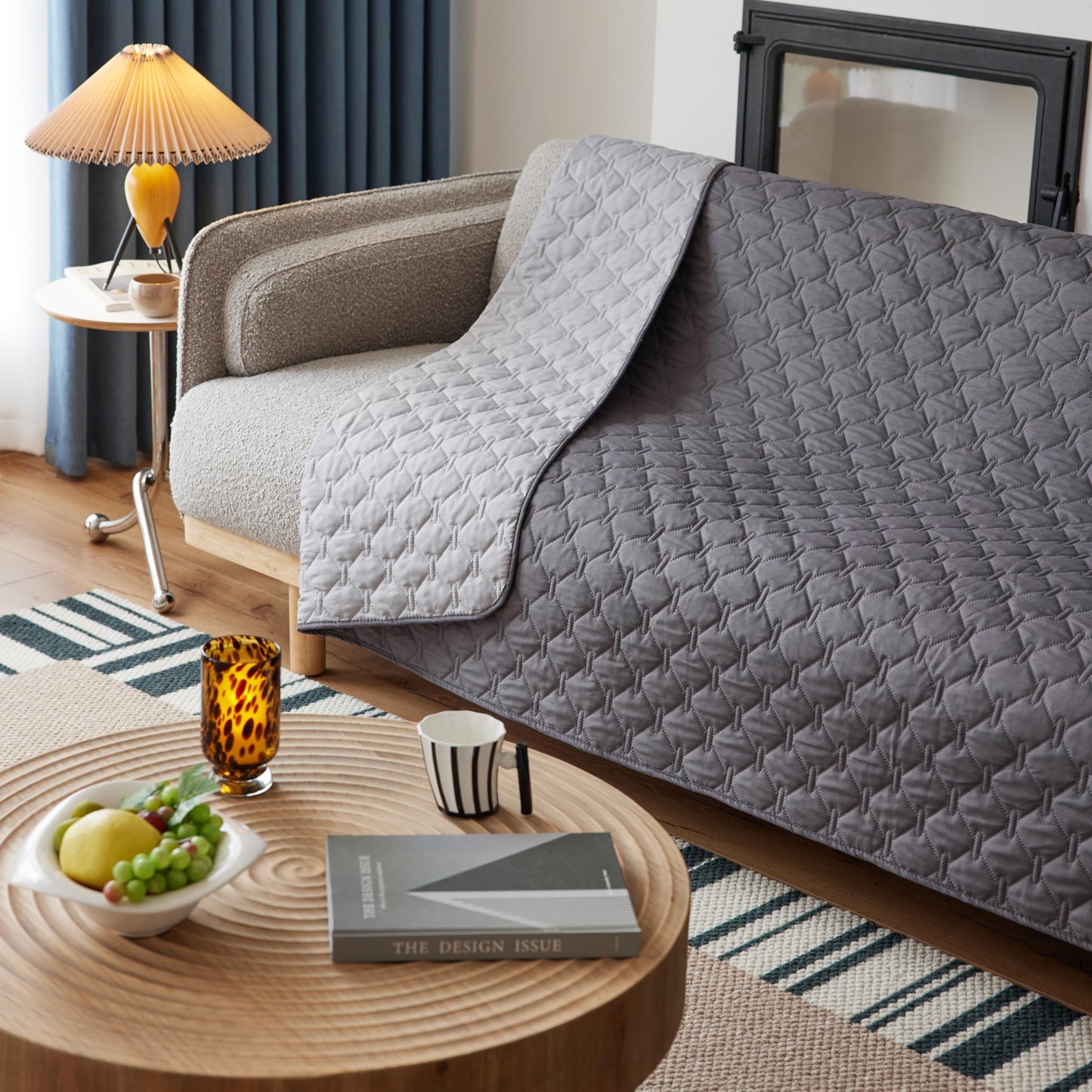 gogobunny 3X Stronger Waterproof Pet Blanket, Scratch Proof Furniture Protector for Dogs Cats, Reversible Cover 30x70 Inch, Dark Grey/Light Grey