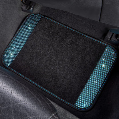 CAR PASS Bling Rhinestones Diamond Waterproof Car Floor Mat, Crystal Sparkly Shining Glitter Carpet, Anti-Slip PVC Heel Pad Universal for Interior Auto SUV,Sedan,Van,4pcs Girly Women Mint Teal Diamond