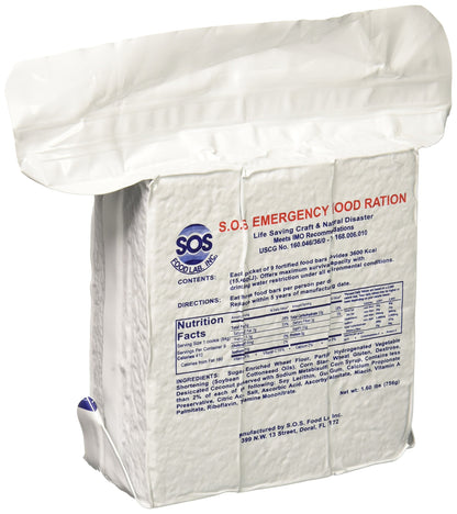 S.O.S. Rations Emergency 3600 Calorie Food Bar - 3 Day / 72 Hour Package with 5 Year Shelf Life Net wt. 1.60lbs (756g)