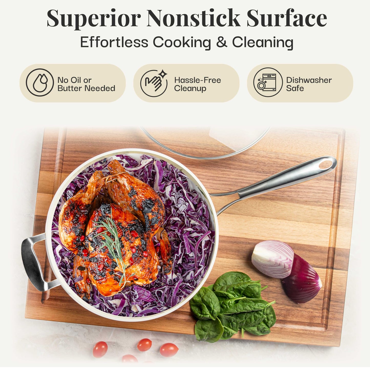 GOTHAM STEEL HAMMERED 14 Inch Non Stick Frying Pans with Lid, Extra Large Frying Pans Nonstick Cooks Family Sized Meals, Non Toxic PFOA Free, Induction Ready, Oven and Dishwasher Safe