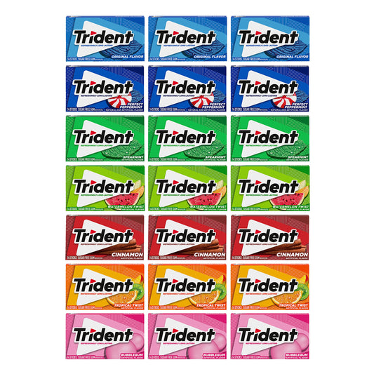 Trident Sugar-Free Chewing Gum Variety Pack Candy, Assorted Flavors, 21 Packs of 14 Pieces (294 Total Pieces)