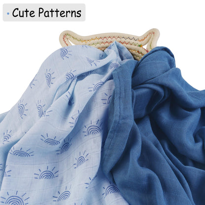 Viviland Muslin Swaddle Blankets, Breathable and Skin-Friendly Baby Receiving Blankets, 2-Pack Sun, 47 x 47 inches