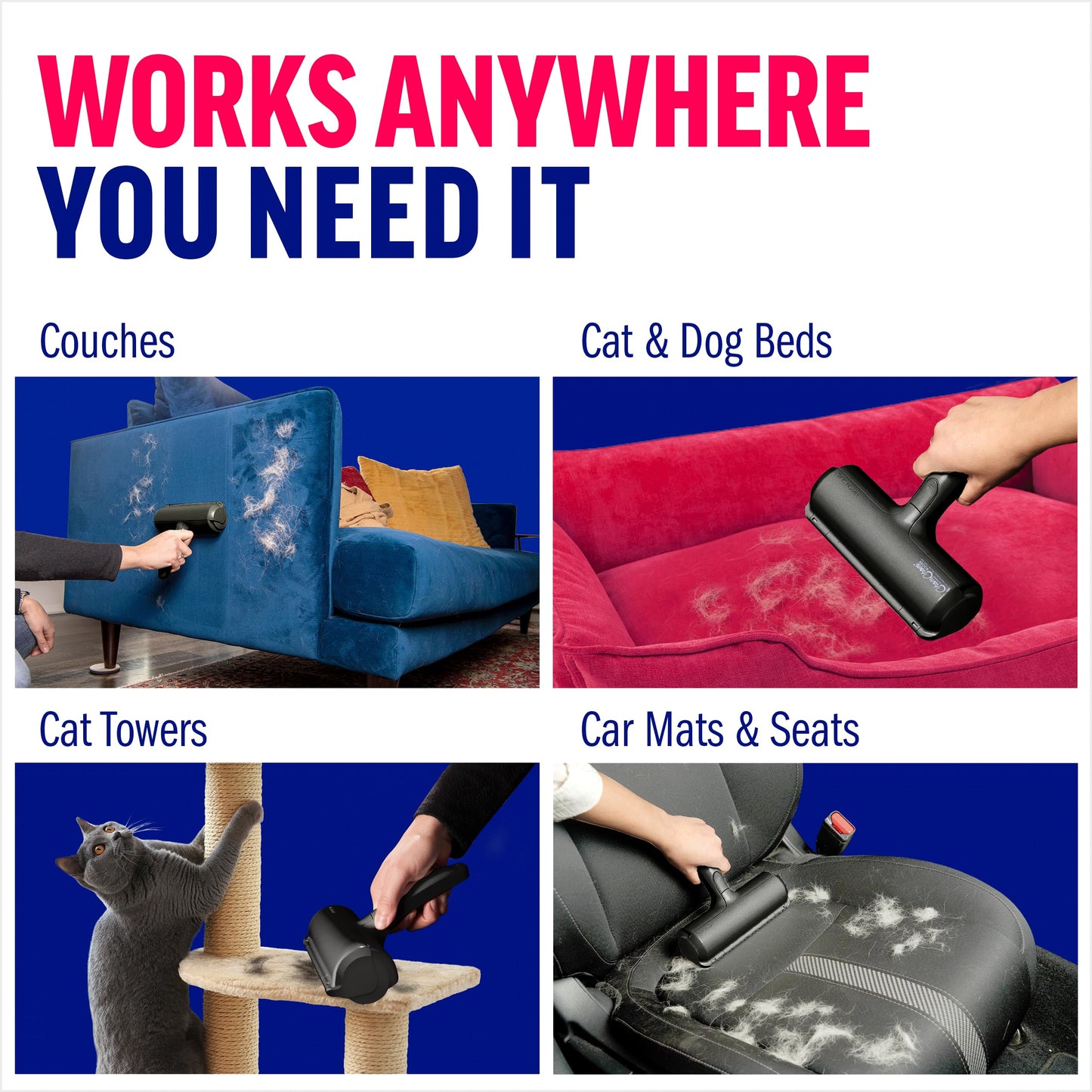 ChomChom Roller Pet Hair Remover and Reusable Lint Roller - Cat and Dog Hair Remover for Furniture, Couch, Carpet, Clothing and Bedding - Portable, Multi-Surface Fur Removal Tool (Black)