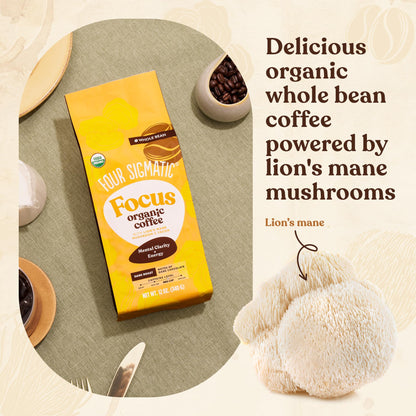 Four Sigmatic Dark Roast Organic Whole Bean Coffee | Gourmet Nootropic Mushroom Coffee Beans with Lion's Mane & Chaga Mushrooms for Enhanced Brain Function and Immune Support | 12oz