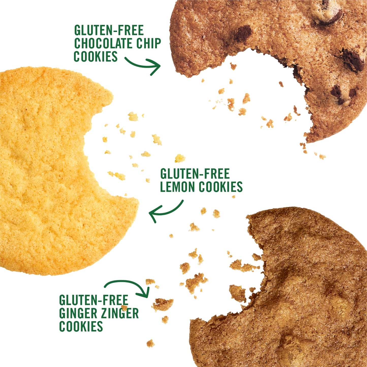 Tate's Bake Shop Gluten Free Cookies Variety Pack, Lemon, Ginger Zinger and Chocolate Chip Cookies, 4-7 oz Bags