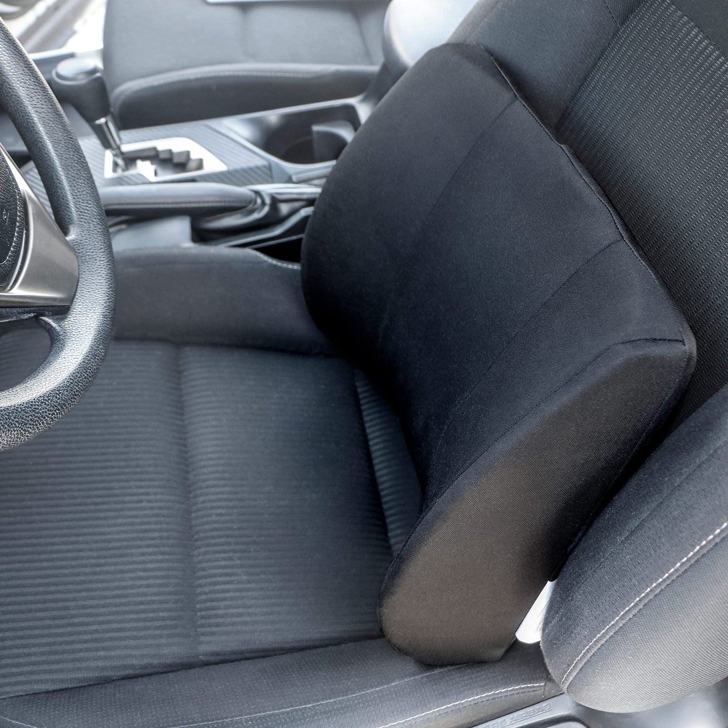 DMI Lumbar Support Pillow for Chair to Assist with Back Support with Removable Washable Cover and Firm Insert to Ease Lower Back Pain while Improving Posture,14 x 13 x 5,Contoured Foam,Elite,Black