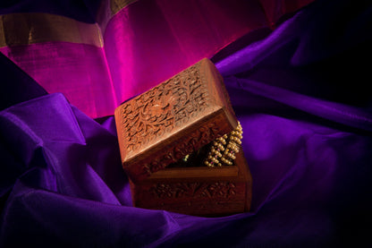 StarZebra Hand Carved Wooden Jewellery Box from India
