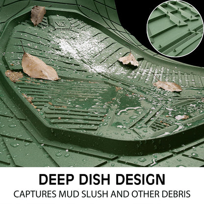 CAR PASS Heavy Duty Rubber Car Mats with Cargo Liner, Deep-Dish Car Floor Mats and Trunk Mat All Weather, Universal Trim-to-Fit for SUVs Trucks Sedans, Waterproof Anti-Slip, Trimmable V12 Olive Green