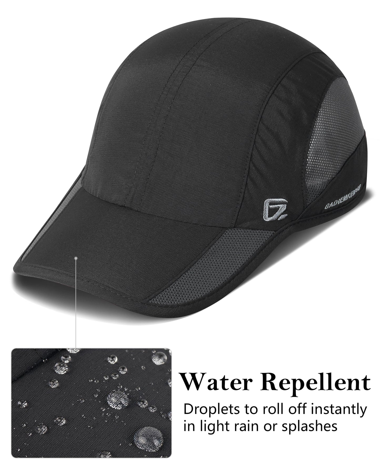 GADIEMKENSD Outdoor Running Hat Men's Cooling UPF50+ Womens Baseball Cap Sport Mesh Sun Hat Trucker Dad Hats Quick Dry Breathable Unstructured for Summer Camping Fishing Hiking Improved Black L