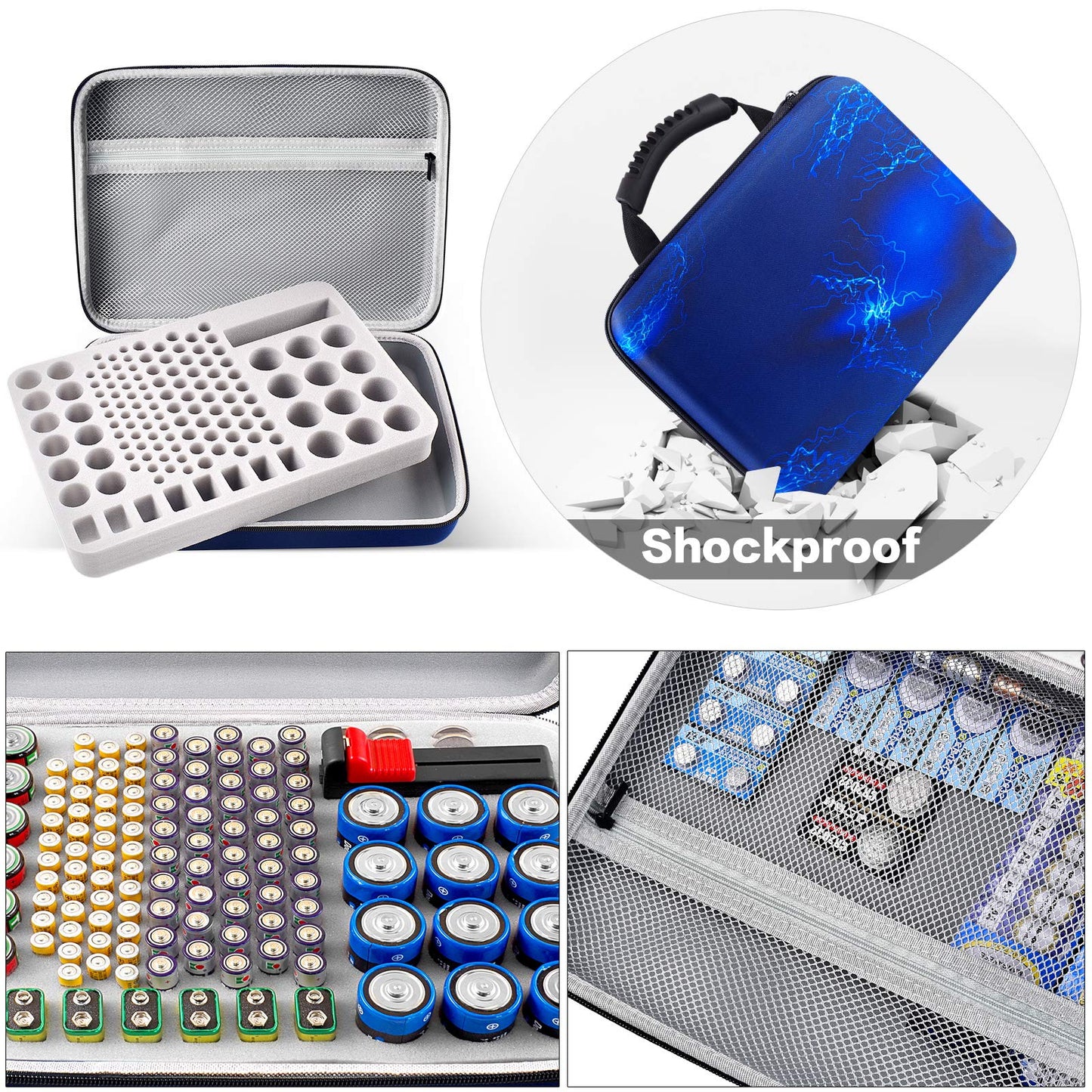 Battery Organizer Storage Holder, Batteries Storage Containers Box with Battery Tester Checker. Holds 150+ Batteries AA AAA 9V C D Lithium 3V LR44 CR2016 CR1632 CR2032 CR2025 (Not Includes Batteries）