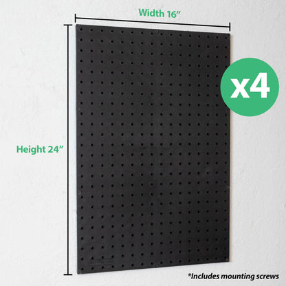 WallPeg Pegboard Kit - 4 Each 24"x16" Peg Board Panels - Made in USA - Mounted Size is 48" x 24" Pegboards Wall Organizer for Walls Home, Garage Tool Storage, Office Organization, Kitchen, Craft Room