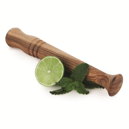 Twine Acacia Wood Mojito Muddler for Cocktails with Jute Storage Pouch, Bar Accessories, Cocktail Muddler, Drink Muddler, Set of 1, Wood Grain