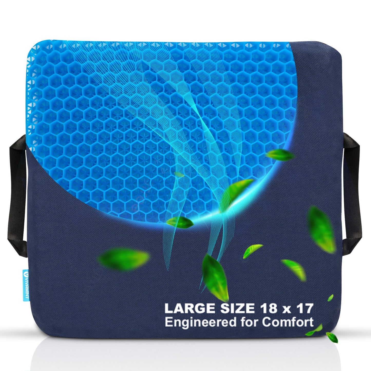 Gel Seat Cushion for Long Sitting, Large Seat Pad for Hip Pain, Buttocks Pressure Relief Office Chair Cushion, Gaming Chair Gel Pad, Wheelchair gel cushion, Truck seat, Non-slip cover with Ties