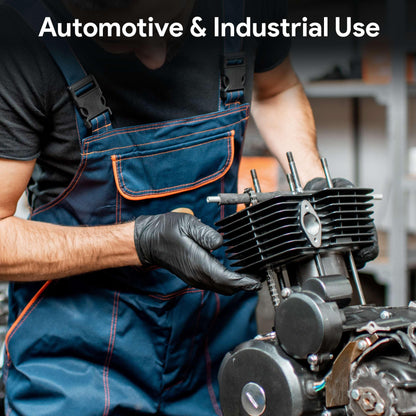 FifthPulse 6 Mil Black Nitrile Gloves Large, Heavy-Duty Disposable Gloves for Mechanics, Food Prep, and Medical Use - Powder-Free, Latex-Free, Extra Thick & Puncture-Resistant Rubber Glove - 50 Count