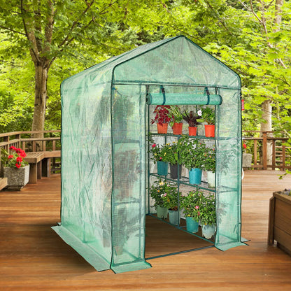 VEVOR Walk-in Green House, 55.5 x 55.5 x 78.7 inch, Portable Greenhouse with Shelves, High Strength PE Cover with Roll-up Zipper Door and Steel Frame, Set Up in Minutes, for Planting and Storage