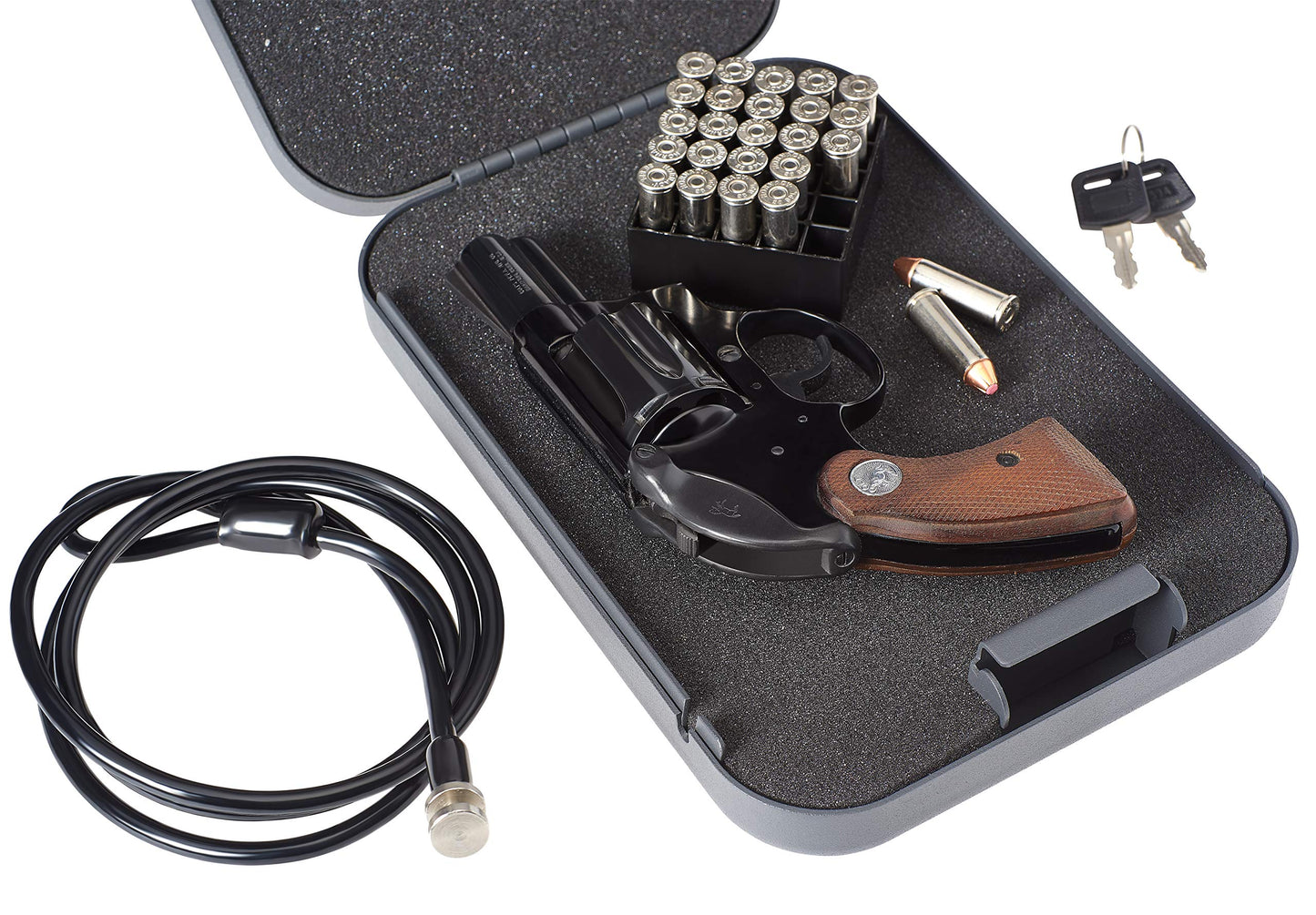 SnapSafe Portable Lock Box for Guns and Valuables – Includes Lock Box, 2 Keys and Patented Security Cable – An Ideal Car Gun Safe – XXL, Black, 11.5 x 8.5 x 2.5 Inches