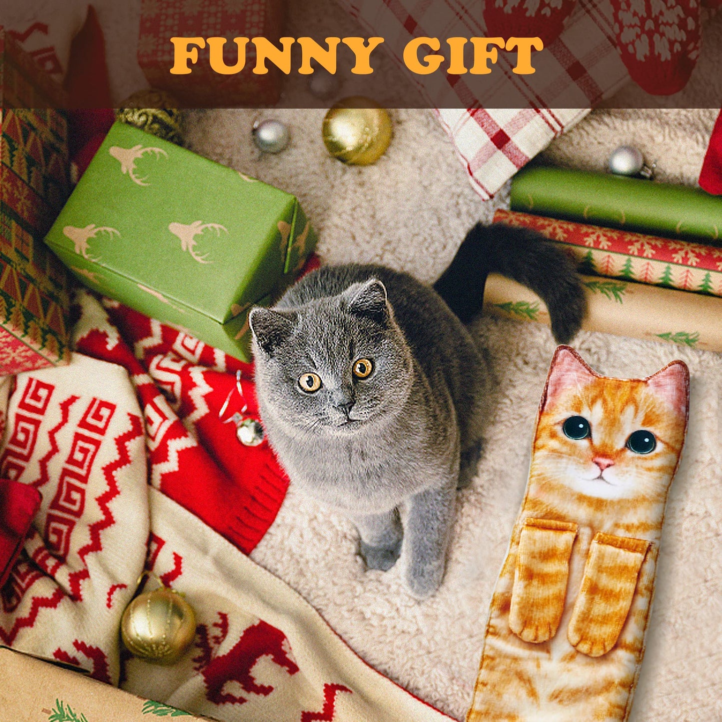 Funny Hand Towels - Cute Cat Decor Hanging Washcloths & Face Towels - Super Absorbent Soft - Housewarming, Birthday, Christmas Gifts for Women Cat Lovers - Orange