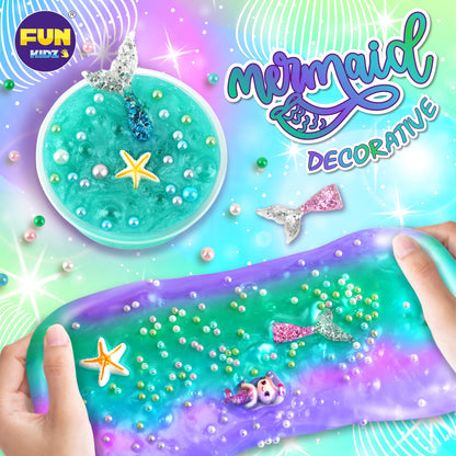 Summer Gift Mermaid Slime Kit for Girls, FunKidz Shimmer Slime Making Kit for Kids Age 8-12 DIY Soft Glitter Glossy Metallic Slime Toy