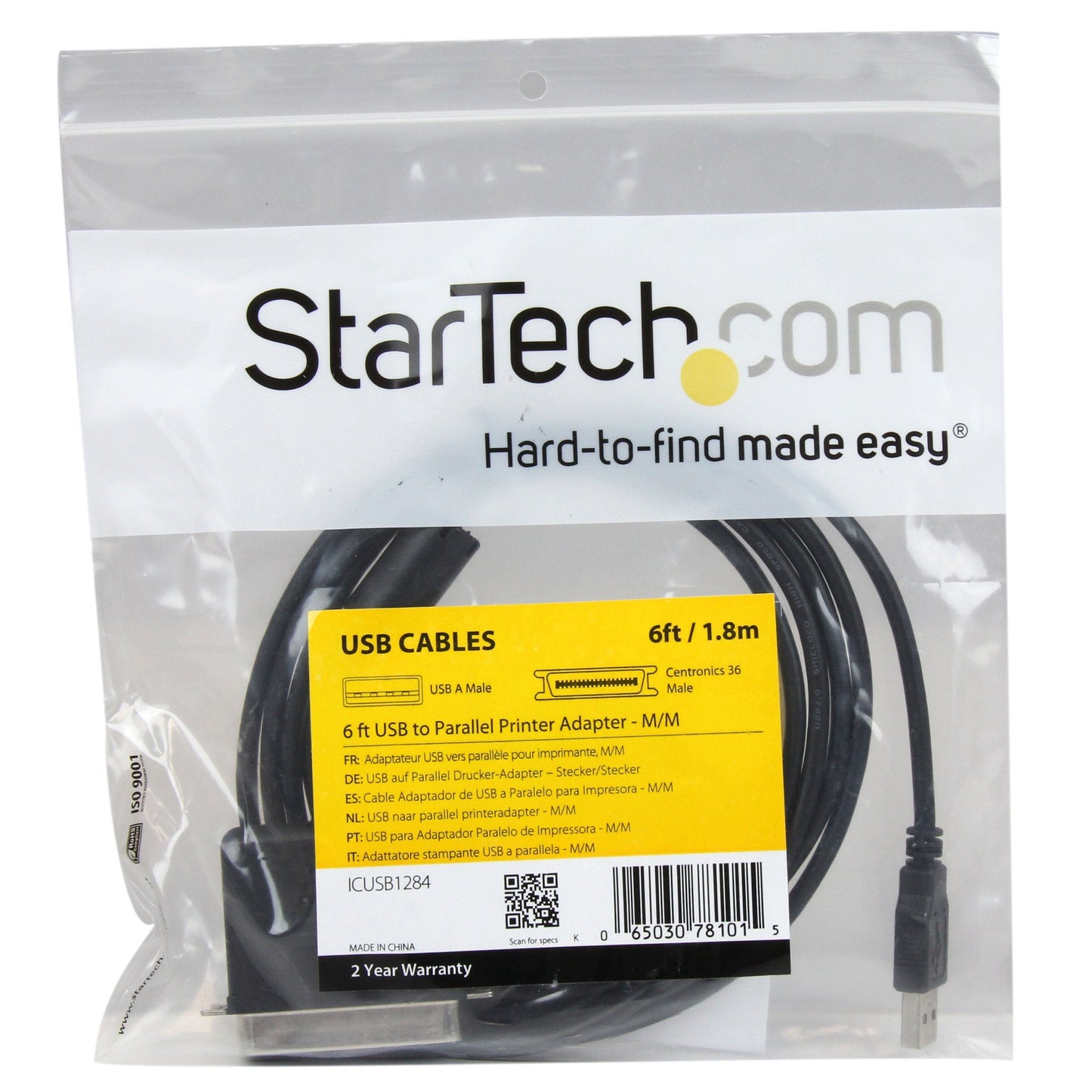 StarTech.com 6 ft. (1.8 m) USB to Parallel Port Adapter - IEEE-1284 - Male/Male - USB to Centronics Cable (ICUSB1284)