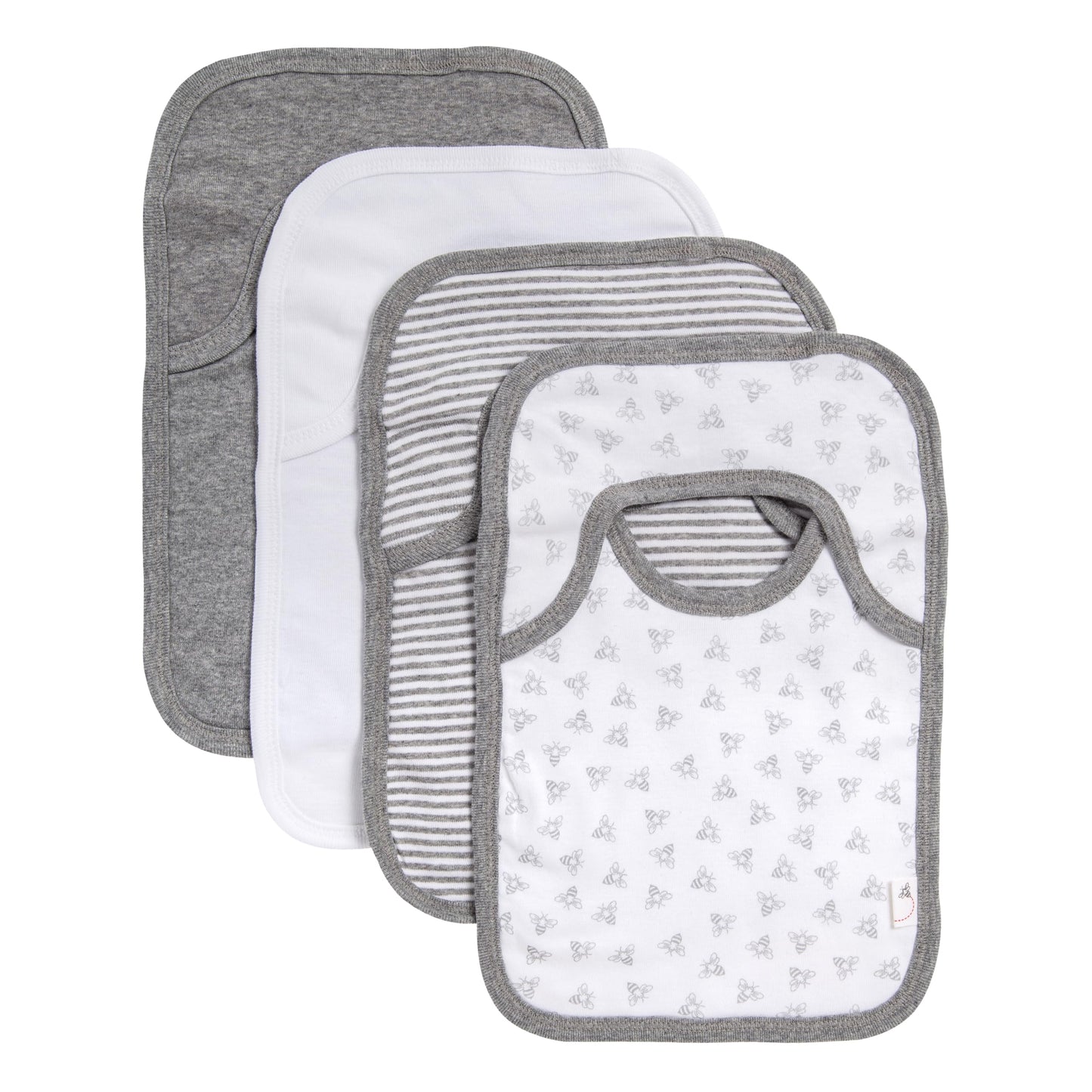 Burt's Bees Baby - Bibs, 4-Pack Lap-Shoulder Drool Cloths, 100% Organic Cotton with Absorbent Terry Towel Backing (Heather Grey)