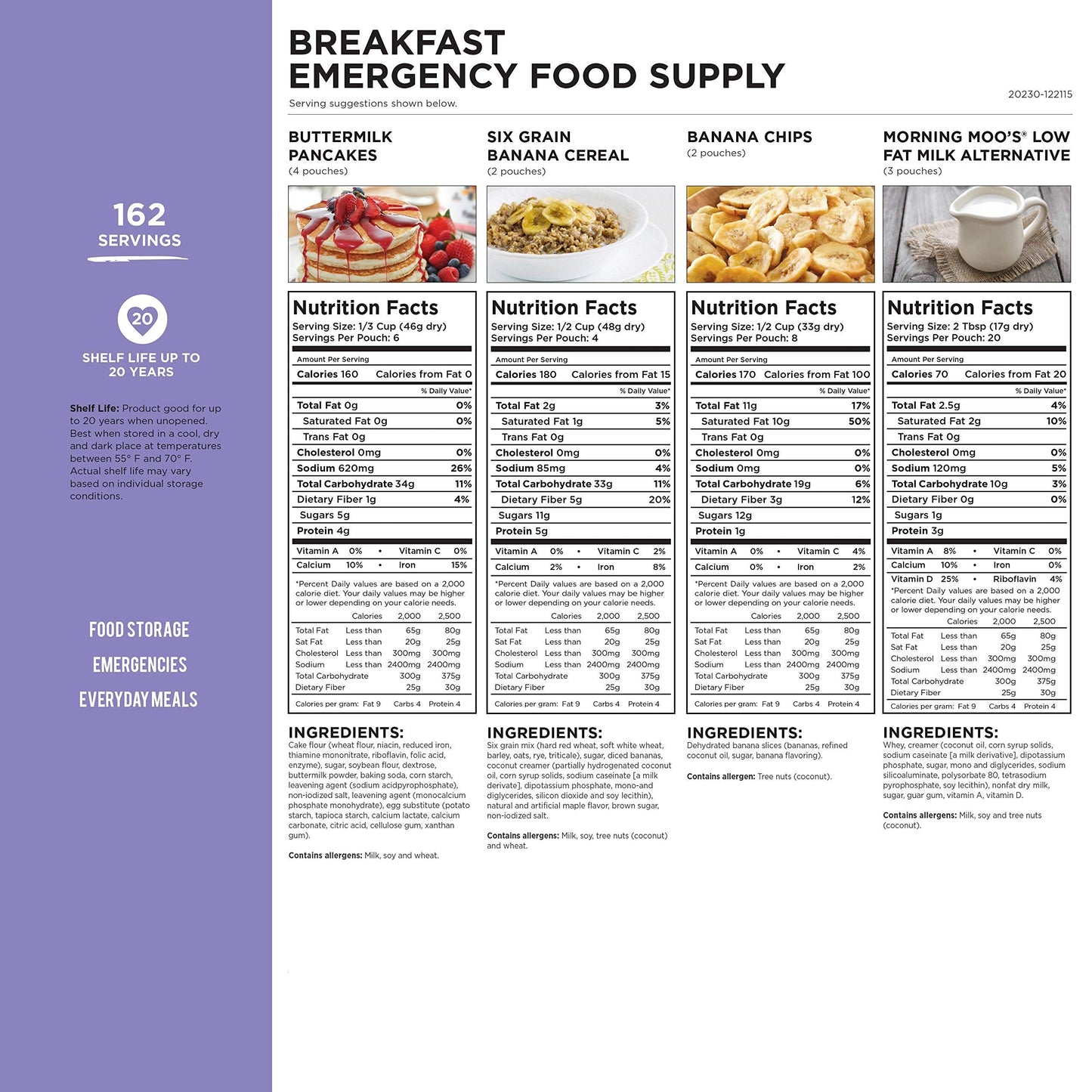 Augason Farms Breakfast Emergency Food Supply 4 Gallon Pail