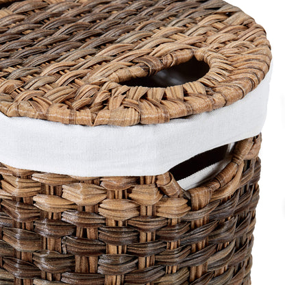 Seville Classics Premium Handwoven Portable Laundry Bin Basket with Carrying Handles, Household Storage for Clothes, Linens, Sheets, Mocha Brown, Oval Hamper