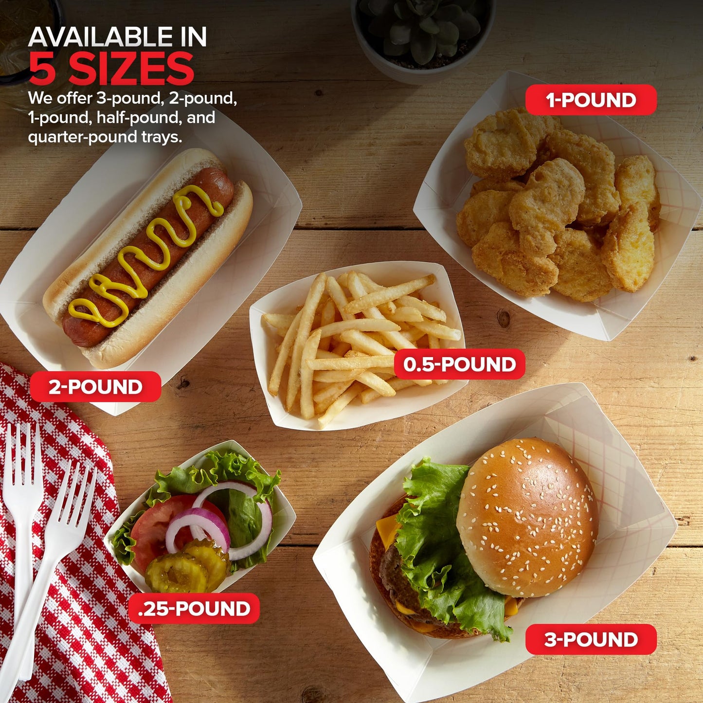 Stock Your Home Extra Small Paper Food Boats (100 Pack) – 0.5 lb Disposable Red & White Checkered Paper Trays, Eco-Friendly Serving Boats for Concession Food & Condiments, 3.75" x 2"