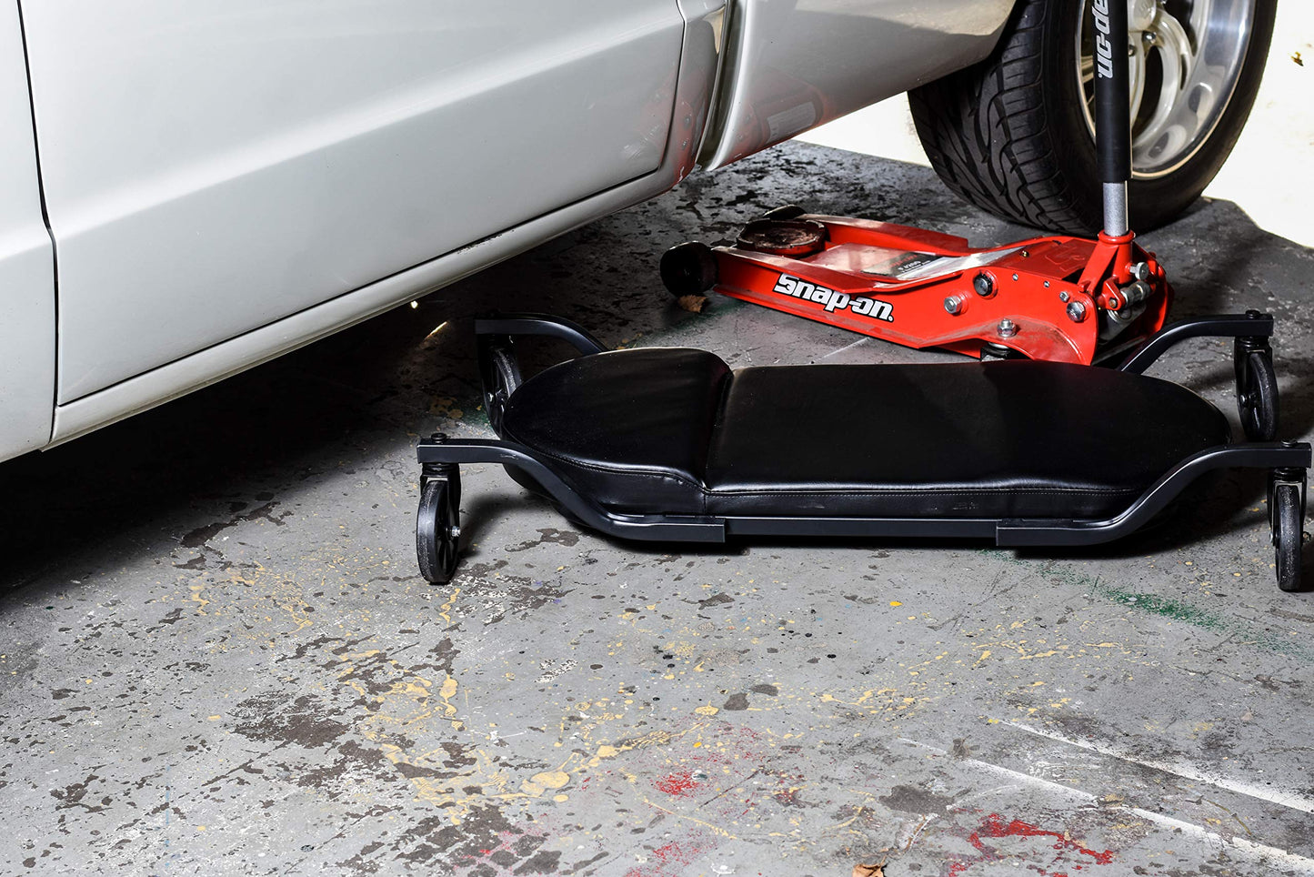 Traxion 1-100 ProGear Wide Body Low Profile Automotive Creeper W/All-Terrain 5" Casters , Black