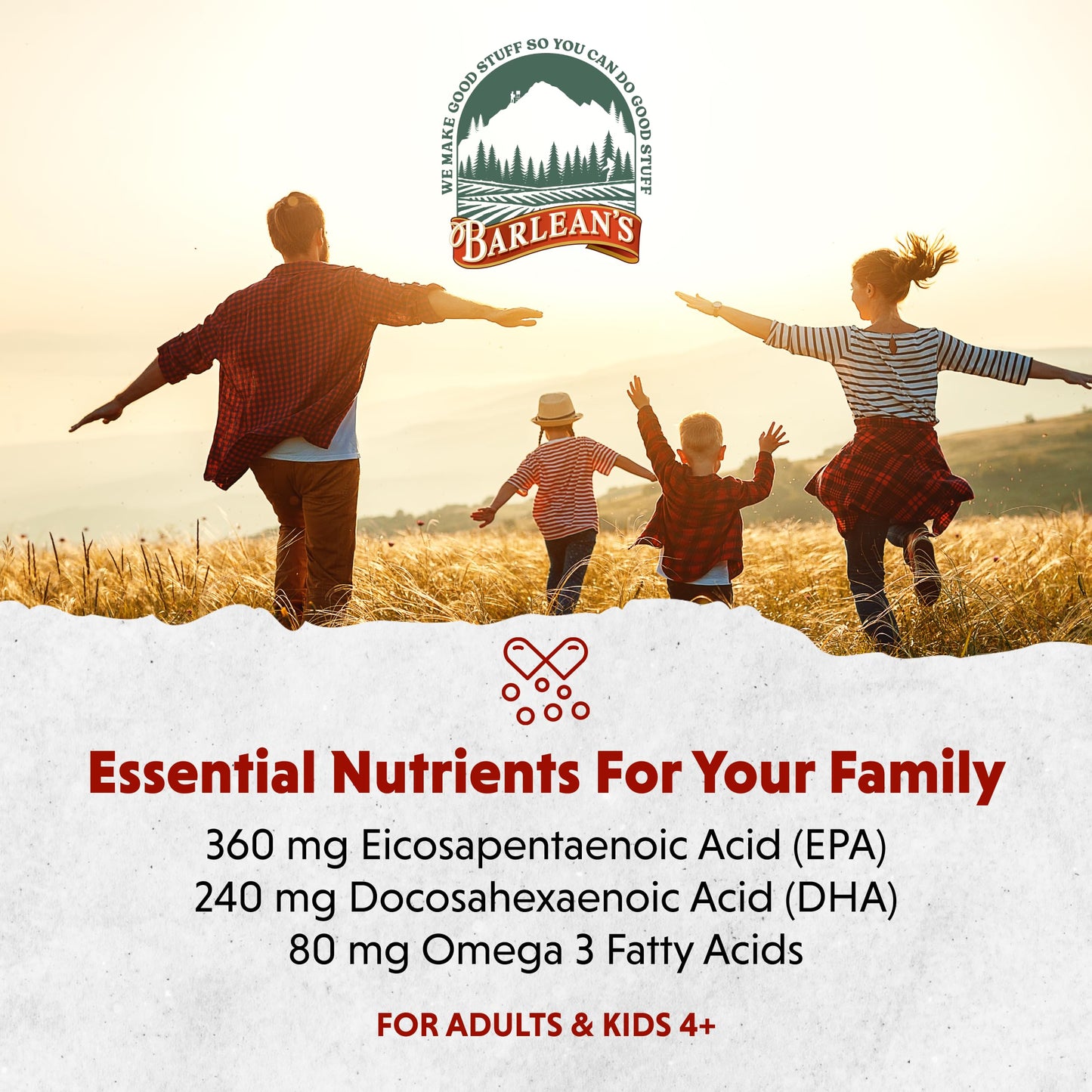 Barlean's Omega 3 Fish Oil Supplements, Supplement Softgels for Men and Women, 600mg EPA and DHA Fatty Acids, Orange Flavored, 100 Count