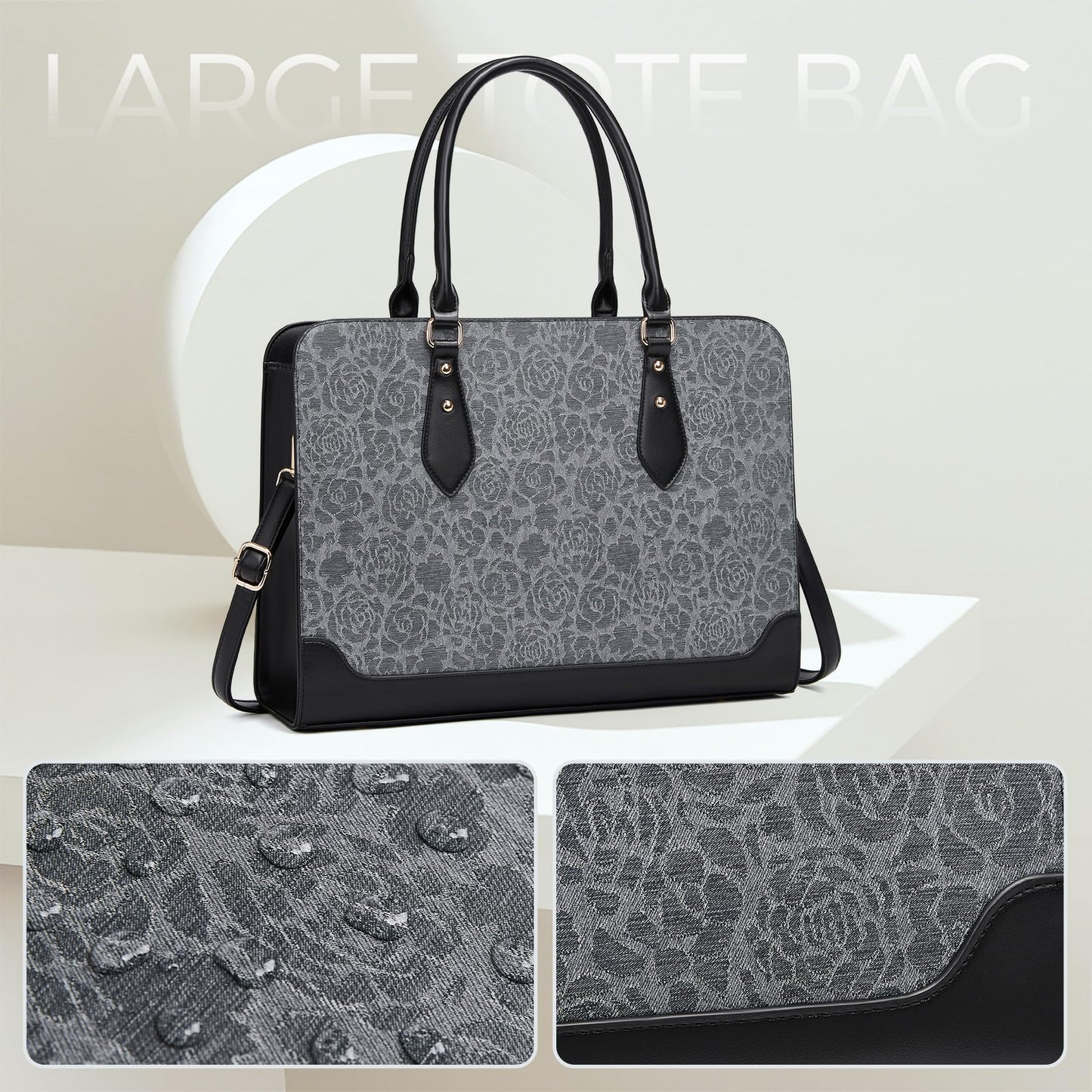 Laptop Bag for Women 15.6 Inch Work Tote Bag for Women,Leather Computer Bags Waterproof Tote Professional Briefcase,Large Capacity Business Office Bag for Work