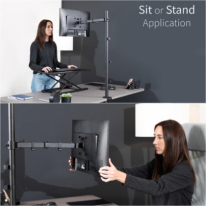 VIVO Extra Tall Single Monitor Desk Mount, 39 inch Pole VESA Stand for 13 to 32 inch Screens and up to 38 inch Ultrawides, Holds 22 lbs, Black, STAND-V011