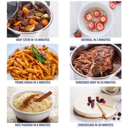 Zavor EZLock Stove Top Pressure Cooker 7 Quart - Stainless Steel, Multi Pressure Levels, Easy Locking, Induction Ready, Digital Cookbook & Steamer Basket | Olla de Presion Acero Inoxidable