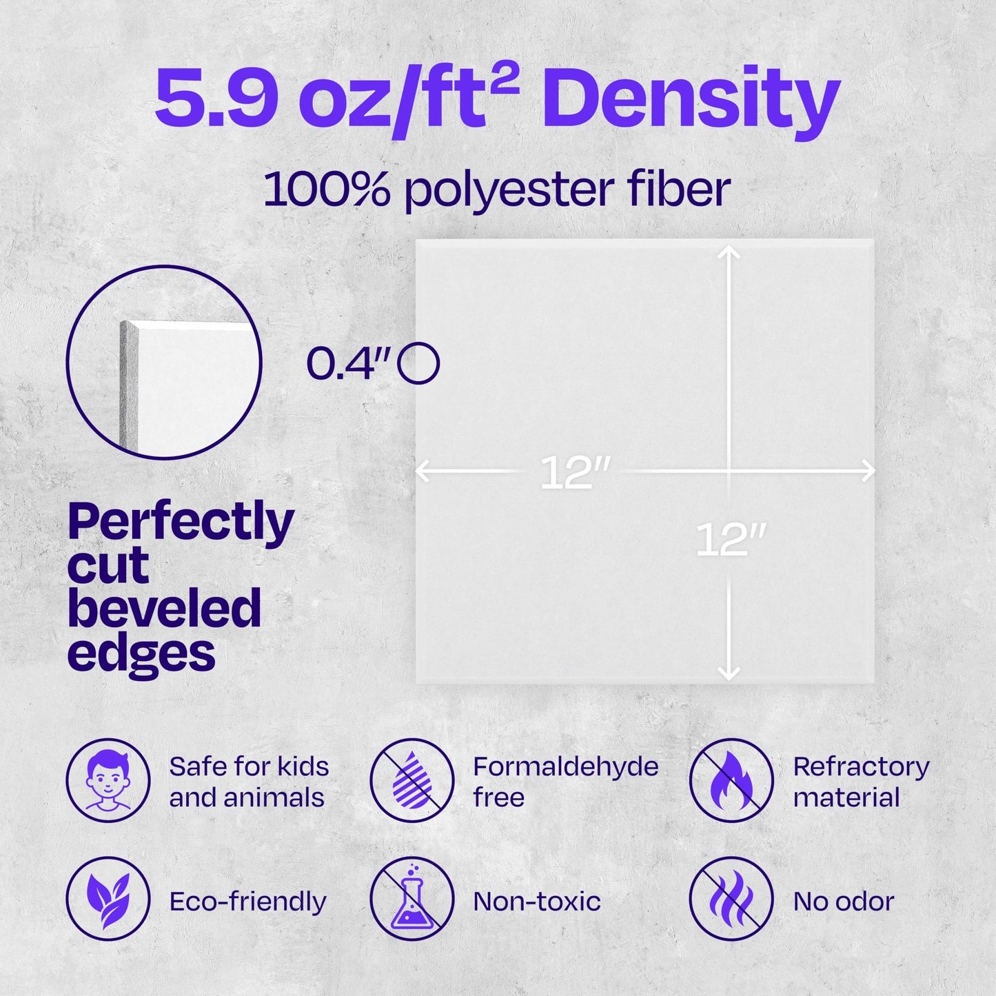 Ekkogo Acoustic Panels 12-Pack Soundproof Wall Panels 12"X12"X0.4" Sound Panels High Density Sound Dampening Panels - [White Square]